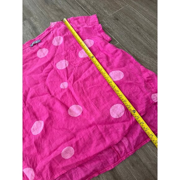 Grey Violet pink linen t-shirt big polka dot print top made in Italy shirt XL - Picture 4 of 9